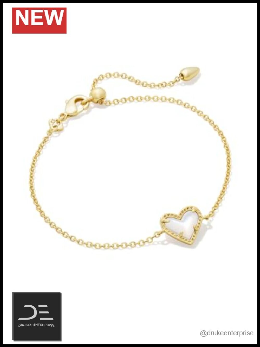Kendra Scott Style Heart Chain Bracelet 14k Gold-Plated Brass